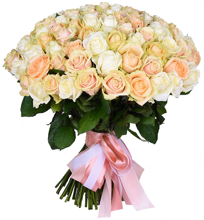 Купить цветы Букет из белых и кремовых роз