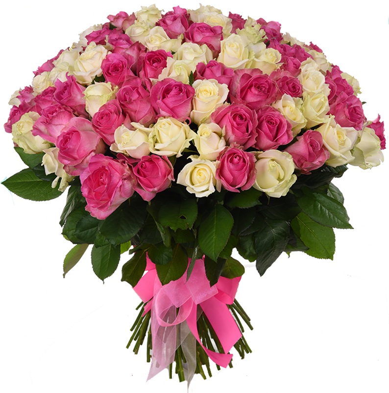 Купить цветы Букет из белых и розовых роз