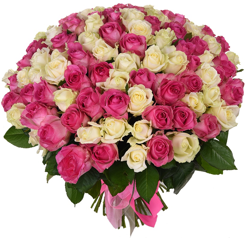 купить цветы Букет из белых и розовых роз
