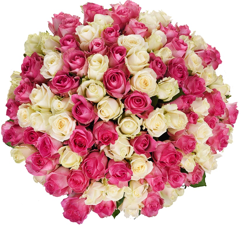 купить цветы Букет из белых и розовых роз
