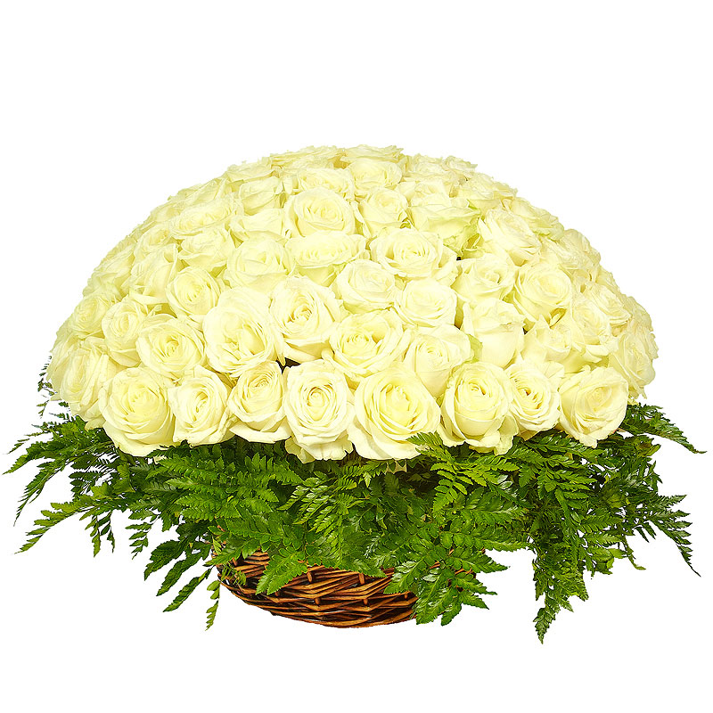 Купить цветы Корзина из белых роз