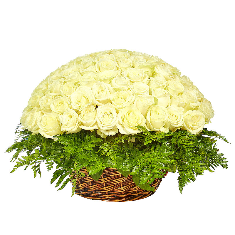 купить цветы Корзина из белых роз