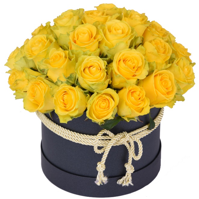 Купить цветы 39 желтых роз в коробке