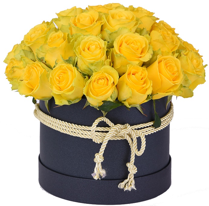 купить цветы 39 желтых роз в коробке