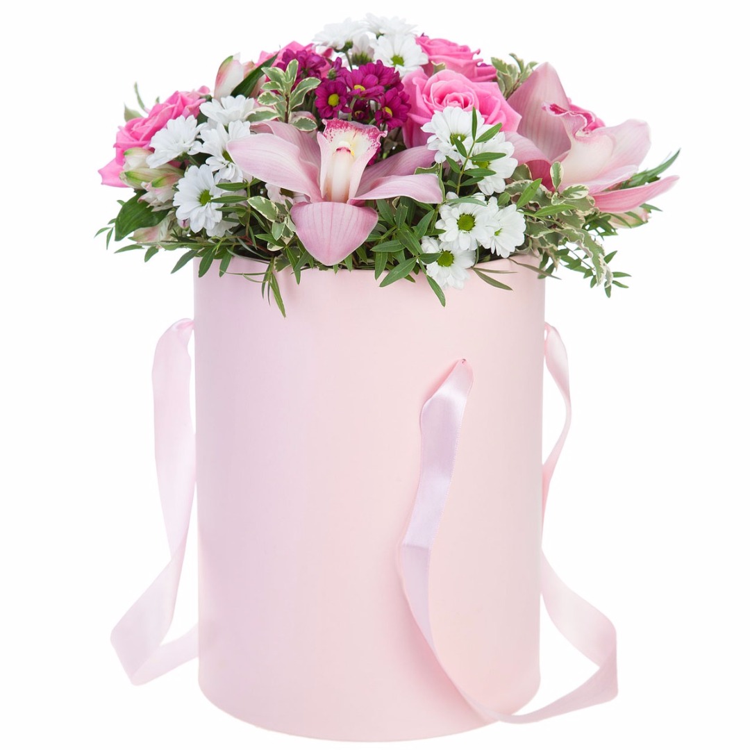 купить цветы Коробка с розовыми орхидеями